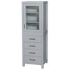 Sheffield 24" Linen Tower in Gray with Shelved Cabinet Storage and 4 Drawers
