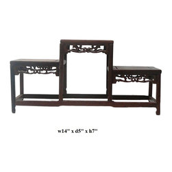Chinese Brown Wood Tower Shape Small Curio Display Easel - Home Decor