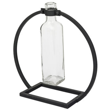 Monica Black Metal Glass Bottle Vase, Tall