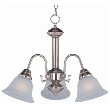 Malaga 3-Light Chandelier, Satin Nickel With Frosted Glass/Shade