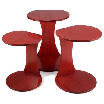 Double O Nesting Tables, Set of 3, Ruby