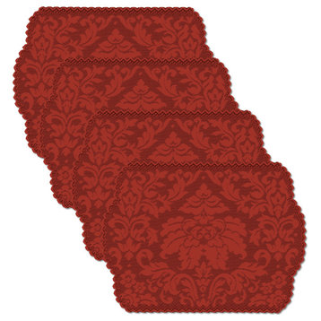 Heritage Damask 14" x 20" Placemats (Set of 4), Red