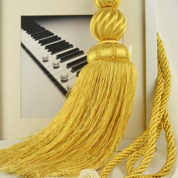 6 Colors QYM30 Polyester and Acrylic Curtain Tassel Tie Backs in Yellow Color - Window Treatment Accessories