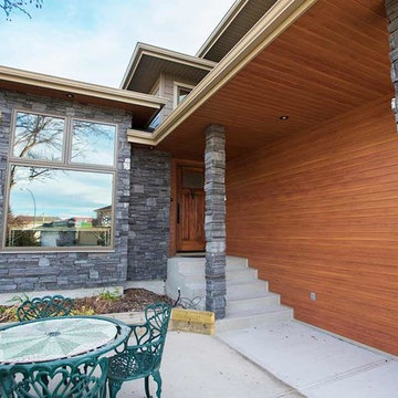 Calgary Hardie Siding, Stone and Longboard Exterior Renovation