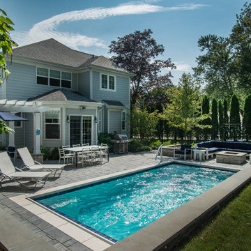 Northbrook, IL Compact Pool with Cover, Fire Pit and Swim Resistance Machine