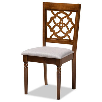 Baxton Studio Lylah Gray Upholstered Walnut Wood 4-Piece Dining Chair Set
