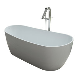 ADM Bathroom Design - ADM Elipsed Freestanding Bathtub, Matte White, 66.9" - Bathtubs