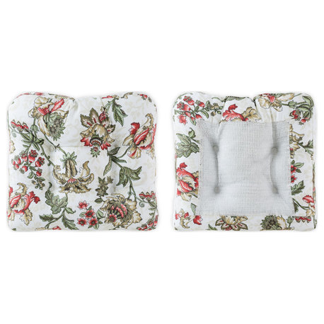 Madison Floral Non Skid Chair Pad, Brick, 16"x16"