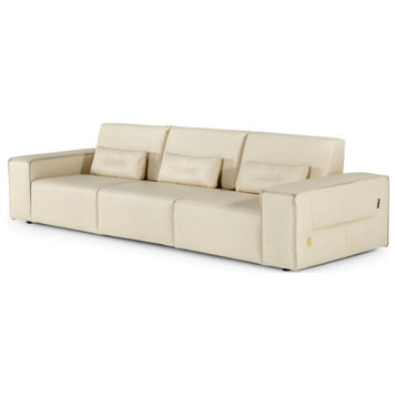 Susana Italian Modern Cream Leather Sofa