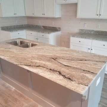 Fantasy Brown Dolomite Countertops with White Cabinets