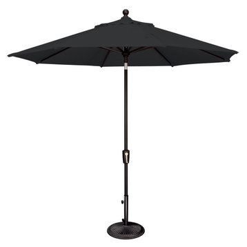 Catalina 9' Octagon Push Button Tilt Umbrella, Black/Sunbrella Fabric