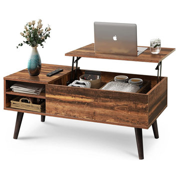 Wood Lift Top Coffee Table with Hidden Compartment and Adjustable Storage Shelf
