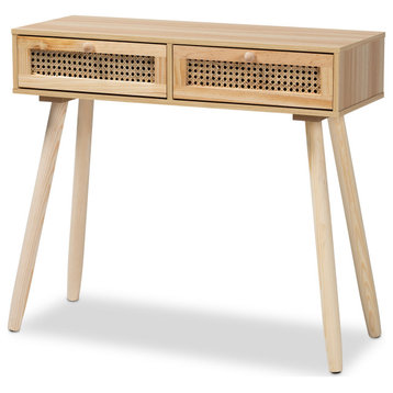 Kaidan Mid-Century Rattan Collection, 2-Drawer Console Table
