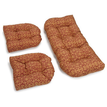 U-Shaped Spun Polyester Tufted Settee Cushion Set, Set of 3, Santa Fe