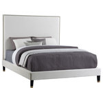 Meridian Furniture - Harlie Velvet Upholstered Bed, Cream, King - Give your room an instant boost of drama and style when you add this Harlie bed to the mix. This king-size bed features a soft cream velvet exterior that's both chic and sleekand just the thing to add modern beauty to your decor. Brass nailheads lend this magnificently crafted bed an elegant vibe, while brass caps on the leg amplify its sophisticated demeanor. An extra-tall design makes sure this Harlie bed gets the bulk of attention in your bedroom.