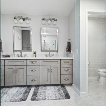 Master bathroom with a standalone tub