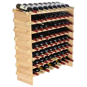VEVOR Stackable Modular Wine Rack Bamboo Wood Display Shelf, 8 Tier, 72 Bottle