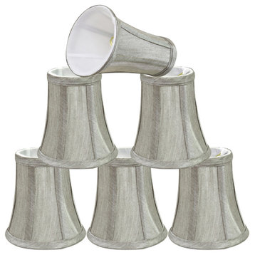 30246-6 Small Bell  Chandelier Clip On Lamp Shade Silver Gray 2 1/2"x4"x5"
