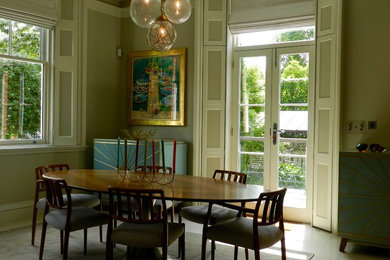 Photo of a large eclectic kitchen/dining room in London.