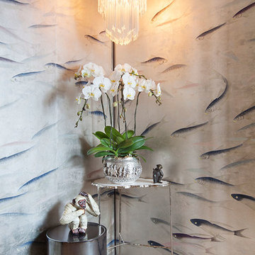 Handprinted Chinoiserie wallpaper in interior design