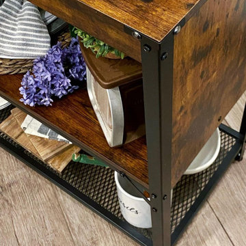 Houzz Kitchens | Kitchen Island Table with Mesh Shelves