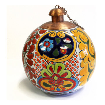 Talavera style table top torch, made in Mexico, Acapulco