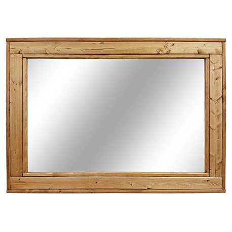 Herringbone Stained Vanity Mirror, Golden Oak, 42"x30", Horizontal