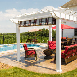 Poolside Pergola with Retractable Shade Canopy/Awning - Pergolas