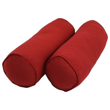 20" by 8" Solid Twill Bolster Pillows, Ruby Red