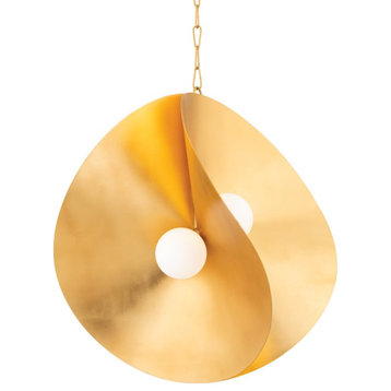 Corbett Lighting Peony 4-Light 31" Pendant, Gold Leaf/Opal Matte, 330-30-GL
