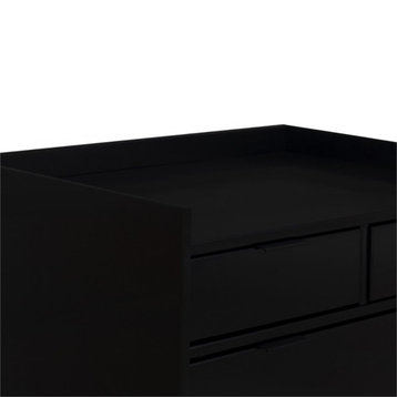 30" Solid Wood 6-Drawer Chest with Gallery - Black