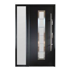 Top Rated Contemporary Front Doors Houzz Ville Doors Modern Entry Door With Sidelite Gray Finish Left Hand Inswing