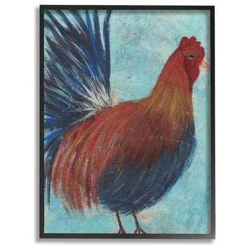 Stupell Ind. Rooster Painting Distressed Surface Wall Art, 16" X 20", Framed Gic