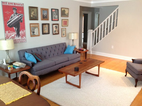 Blue Green In A North Facing Retro Living Room Aly Blues And Greens Are No Nos For North Facing Rooms What Say You Community Can Do Mid Century Blue Green In A Shady Room Or Should I