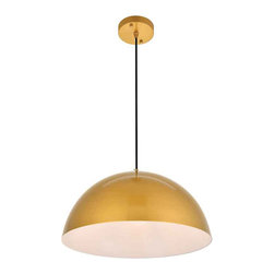 Timeless Home Frank 1-Light Pendant in Satin Gold with 11.8 in. W x 5.9 in. H Sh - Pendant Lighting