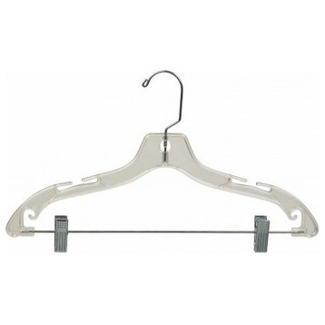 Plastic Junior Combo Hanger, Clear/Chrome Finish, Box of 100