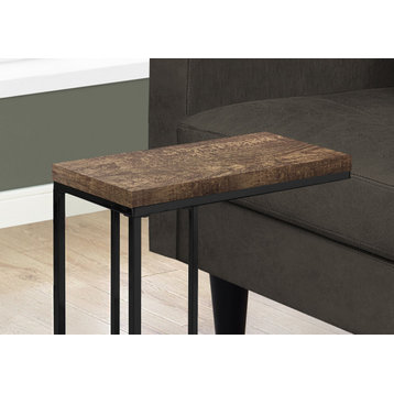 HomeRoots 18.25" x 10.25" x 25.25" BrownBlack Particle Board Metal Accent Table