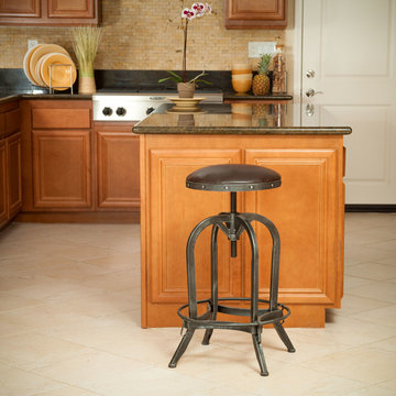 Contemporary Kitchen Featuring Industrial Adjustable Bar Stool