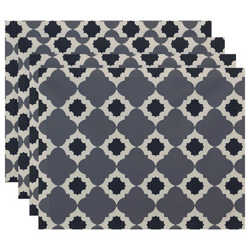 18"x14" Medina, Geometric Print Placemat, Gray, Set of 4