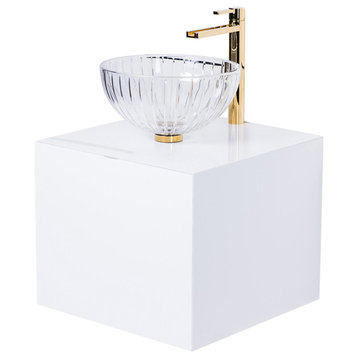 Dora Lacquered Vanity, White, 20", Single Sink, Wall-mounted