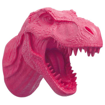 Faux Resin T-Rex Head Wall Mount, Pink