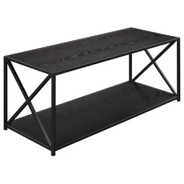 Convenience Concepts Tucson Coffee Table in Black Wood Finish and Metal Frame