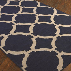 Modern Lattice Area Rug-Indigo - Area Rugs