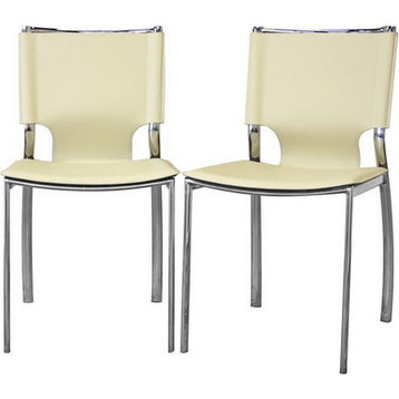 Baxton Studio Montclare Ivory Leather Modern Dining Chair, Set of 2