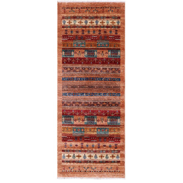 Tribal Persian Gabbeh Hand-Knotted Runner Rug 2' 8" X 6' 11" - Q14475