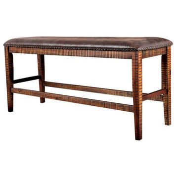 Furniture of America Beverly Solid Wood Counter Height Bench in Dark Oak