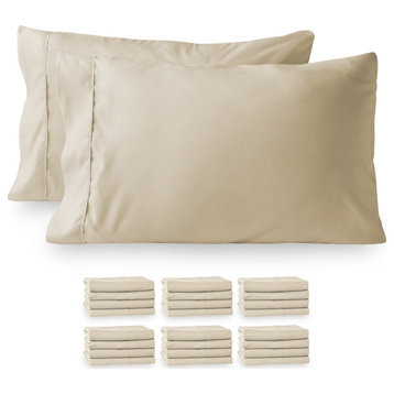 Bare Home Microfiber Pillowcases - Multi-Pack, Sand, King, Set of 24