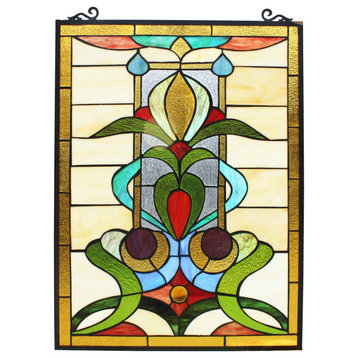 CHLOE Lighting Anthuriun Tiffany Floral Window Panel