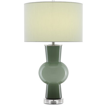 Duende Table Lamp - Light, Dark Green, Polished Nickel, Clear