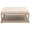 40" Square Townsend Cream Upholstered Coffee Table With Storage